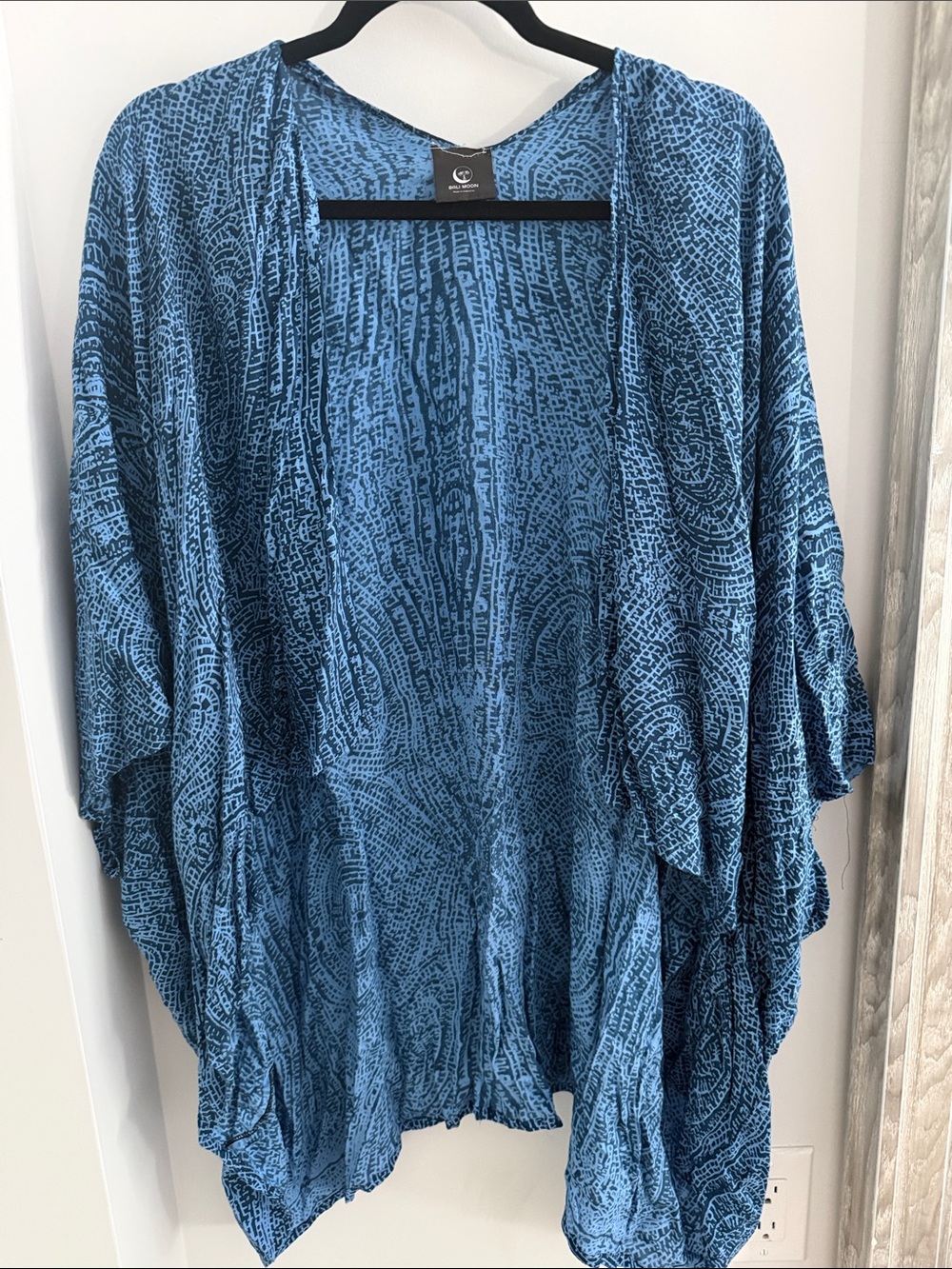 BaliMoon Lightweight Blue Patterned Open-Front Women’s Kimono